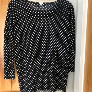 NWOT Wool J Crew Charley 3/4 sleeve polka dot sweater navy blue